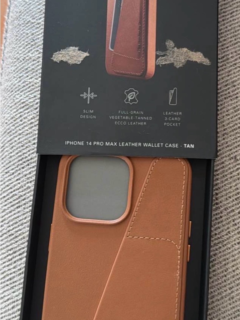 Leather Wallet Case for iPhone 14 Pro Max - Tan